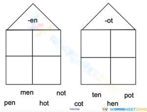 Printable -en and -ot Word Families Worksheet | Grade K