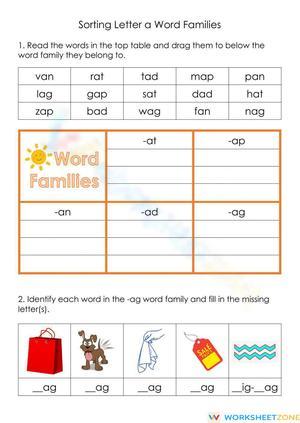 Sorting Letter a Word Families