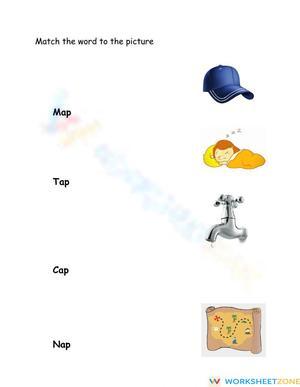 Essential -AP Word Family Matching Worksheet | Grade K
