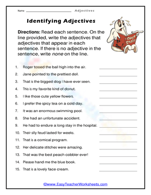 Essential Adjectives Worksheet | Grade 3 English Aligned