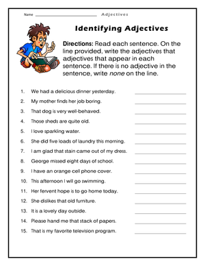 Essential Identifying Adjectives Worksheet | Grades 1-5