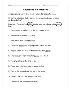 Grade 2 Adjectives — Essential No-Prep Grammar Worksheet