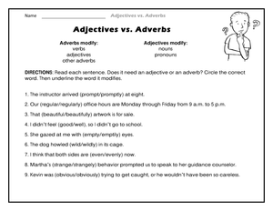 Printable Grade 3 Adjectives vs. Adverbs Grammar Worksheet
