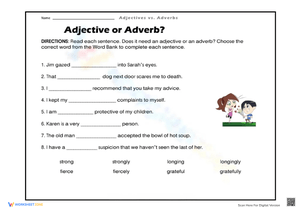Adjective vs Adverb Practice Worksheet