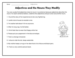 Nouns: Identify words modified