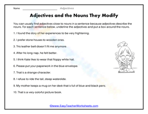 Nouns: Identify words modified