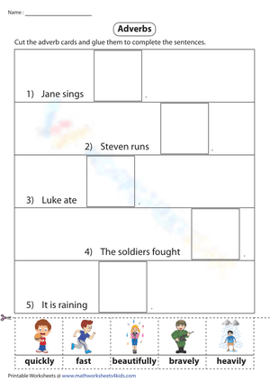 Adverbs Cut and Paste Activity