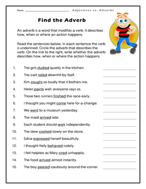 Find the Adverbs: Practice Sheet
