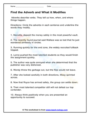 Find the Adverb and What it Modifies