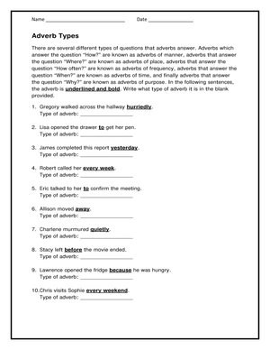 Essential Adverb Types Worksheet | Grade 4 Grammar