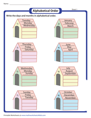 ABC Order: Days and Months Worksheet