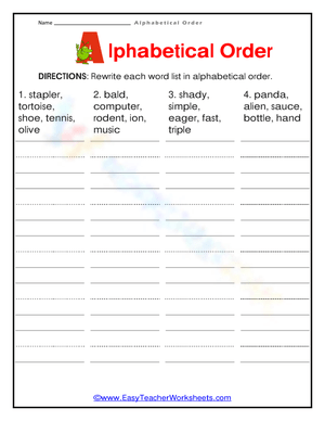 Vertical Alphabet Order