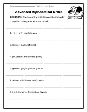 Advanced Alphabetical Order Worksheet | Essential Grade 3