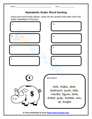 Alphabetic Order Word Sorting