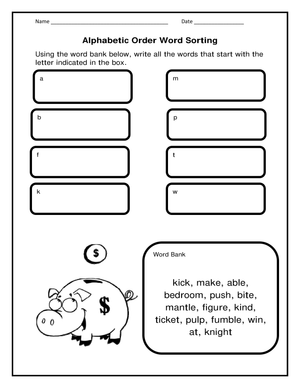 Alphabetical Order Word Sorting | Essential Grade 1 ELA