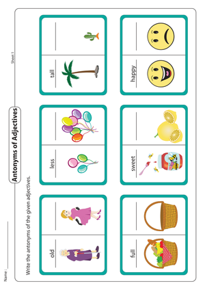 Antonyms of Adjectives Worksheet