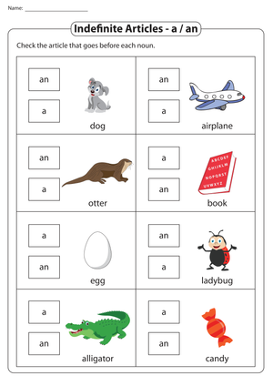 Choosing Between A and An Worksheet