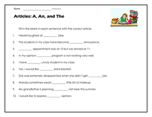 Articles A, An, and The Worksheet | Essential Grade 3 ELA