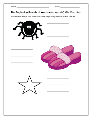 Grade 1 S-Blends — Printable No-Prep Worksheet