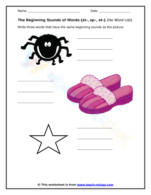 Grade 1 S-Blends — Printable No-Prep Worksheet