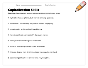 Capitalization Skills Worksheet | Essential Grade 2 ELA