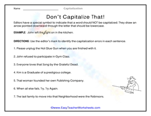 Don't Capitalize That Worksheet