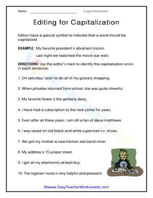 Essential Editing for Capitalization Worksheet | Grades 1-3
