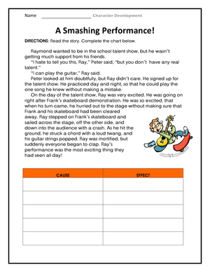 A Smashing Performance: Character Development Worksheet