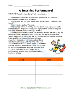 A Smashing Performance: Character Development Worksheet
