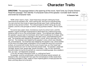 Essential Character Traits Worksheet | Grade 4 ELA
