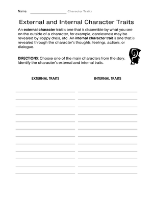 Essential Character Traits Worksheet | Grade 3 ELA