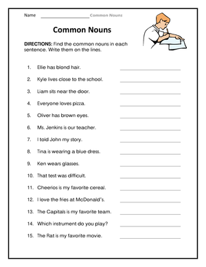 Essential Common Nouns Practice Worksheet | Grades 1-3