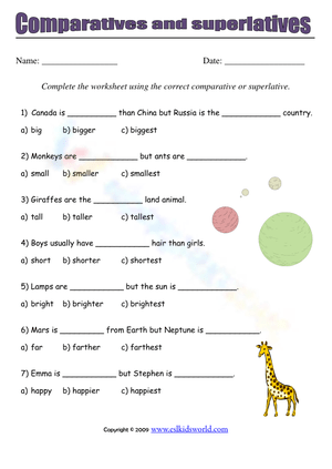 Comparatives / superlatives