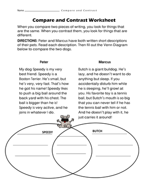 Grade 4 Compare and Contrast — Printable No-Prep Worksheet