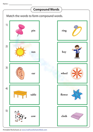 Forming Compound Words with Pictures Worksheet