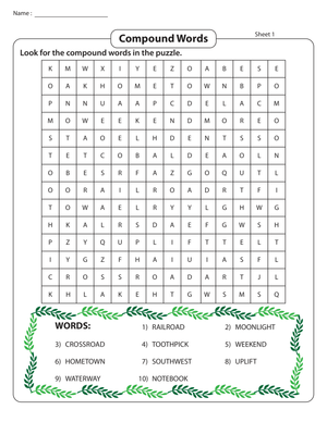 Compound Words Word Search - Grades 2-4 Vocabulary Fun