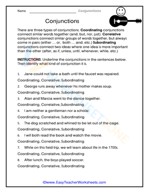 Coordinating, Correlative, Subordinating