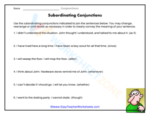 Subordinating Conjunctions Worksheet | Essential Grade 5 ELA