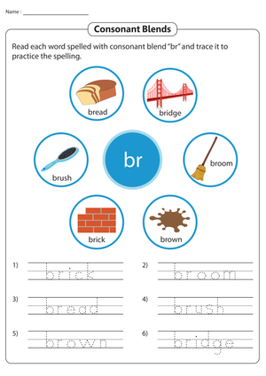 Essential Br Blend Tracing Worksheet | Grade 1 Phonics