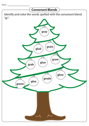 Coloring Words with the GR Blend Worksheet