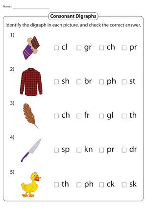 Grade 2 Phonics — Printable No-Prep Digraphs Worksheet
