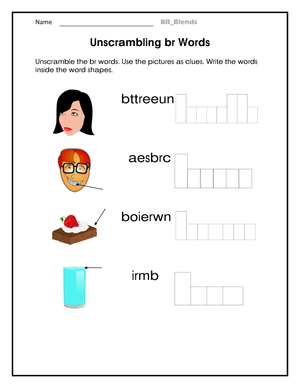 Essential Unscrambling br Words Worksheet | Grade 1