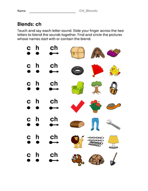 Essential Digraphs: Blending ch Worksheet | Grade 1 Phonics