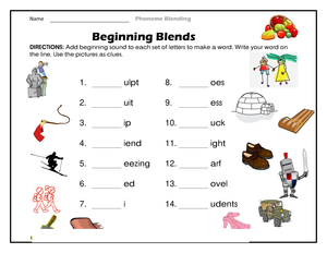 Printable Beginning Blends Worksheet | Grade 1 Phonics