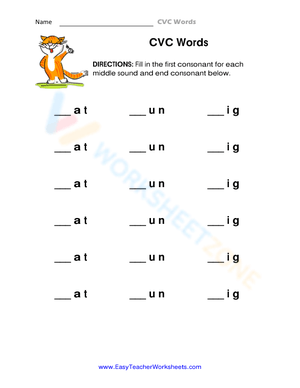 CVC Words Worksheet | Essential Grade K Phonics