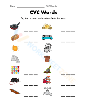 CVC Words Practice Worksheet | Grade 1 Essential