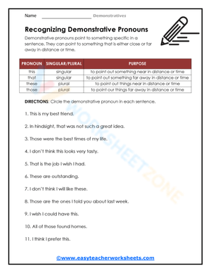 Recognizing Demonstrative Pronouns