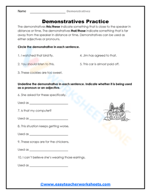Demonstrative Practice Worksheet