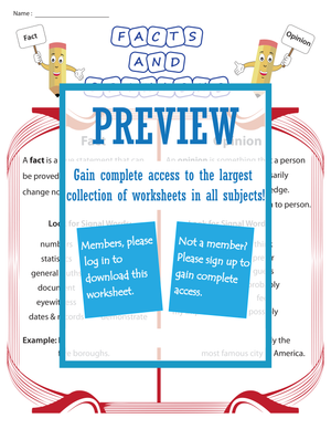 Fact and Opinion Chart Worksheet