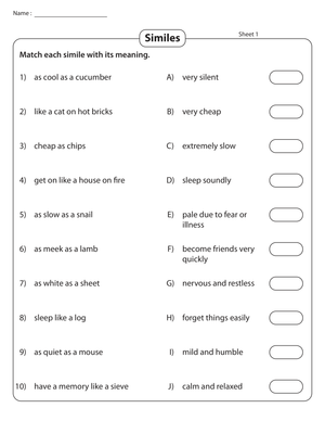 Matching Similes: Understanding Meanings & Comparisons